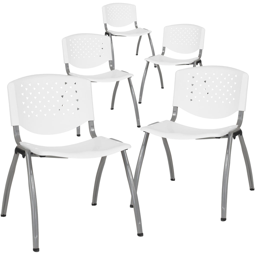 Green Plastic Stack Chair with Titanium Frame P8185
