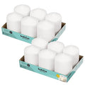 12 White Pillar Candles 3x4 Inches Candle Set Unscented Dripless O2633