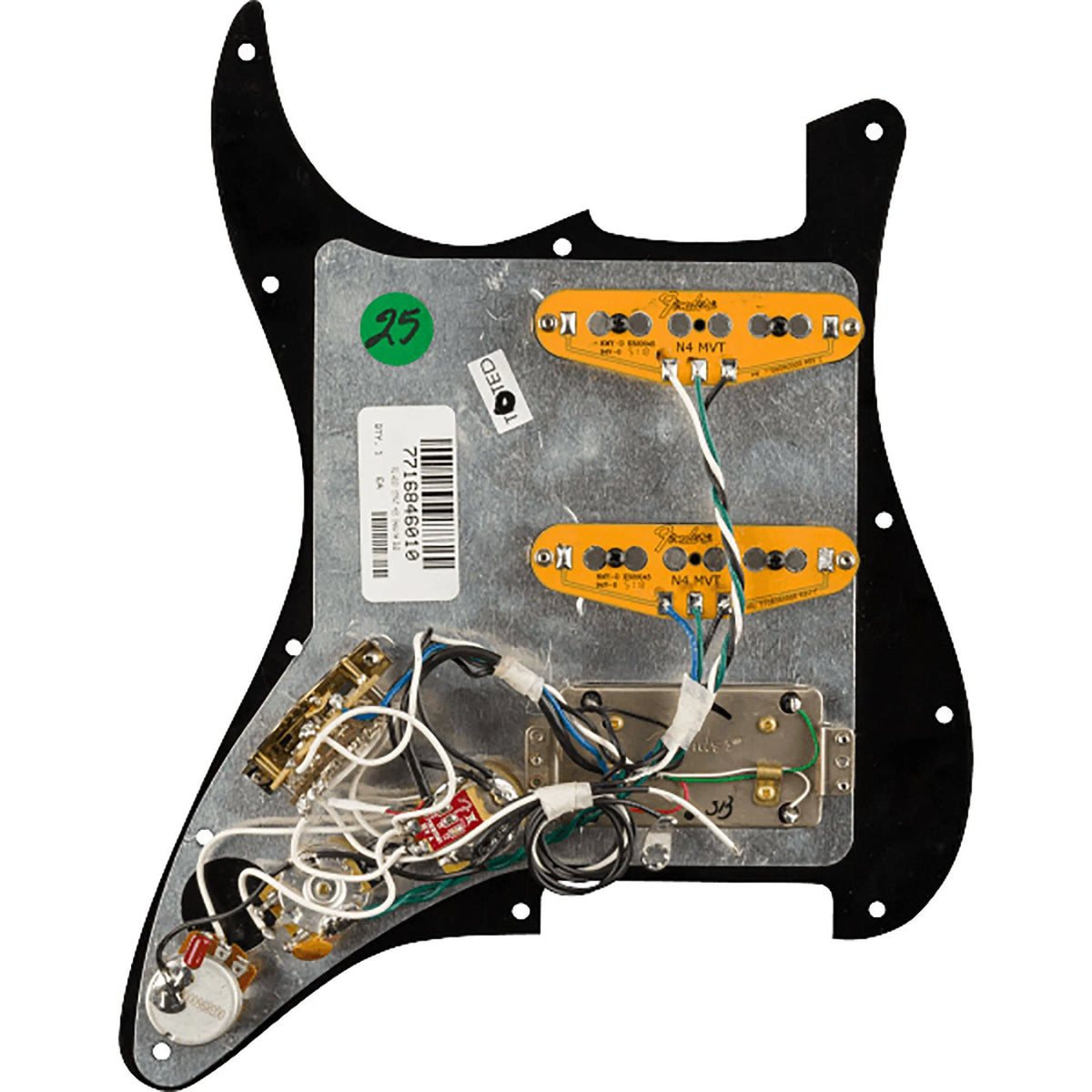 Black 3-Ply Pre-Wired Stratocaster Pickguard V3177