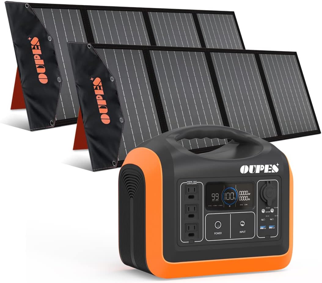Portable Power Station LiFePO4 Battery with 2 X100W Solar Panel K322