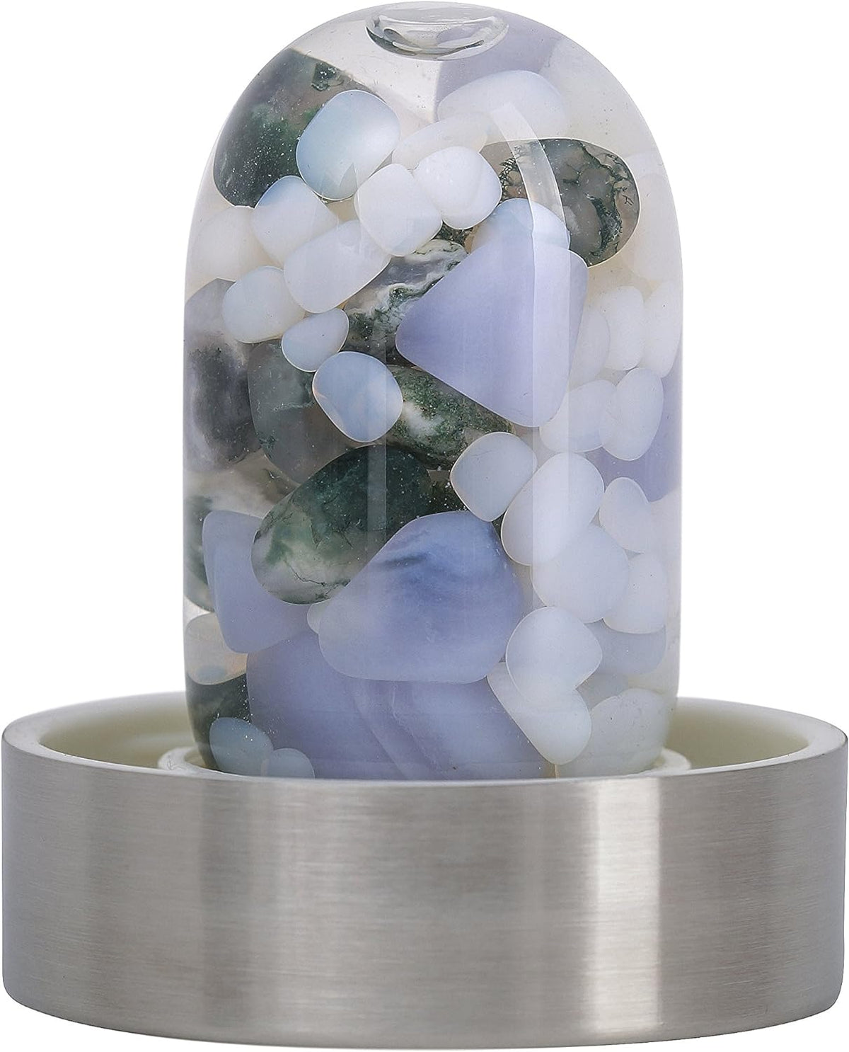 Crystal Water Bottle With Chalcedony, Moss Agate & Milk Opal K5860