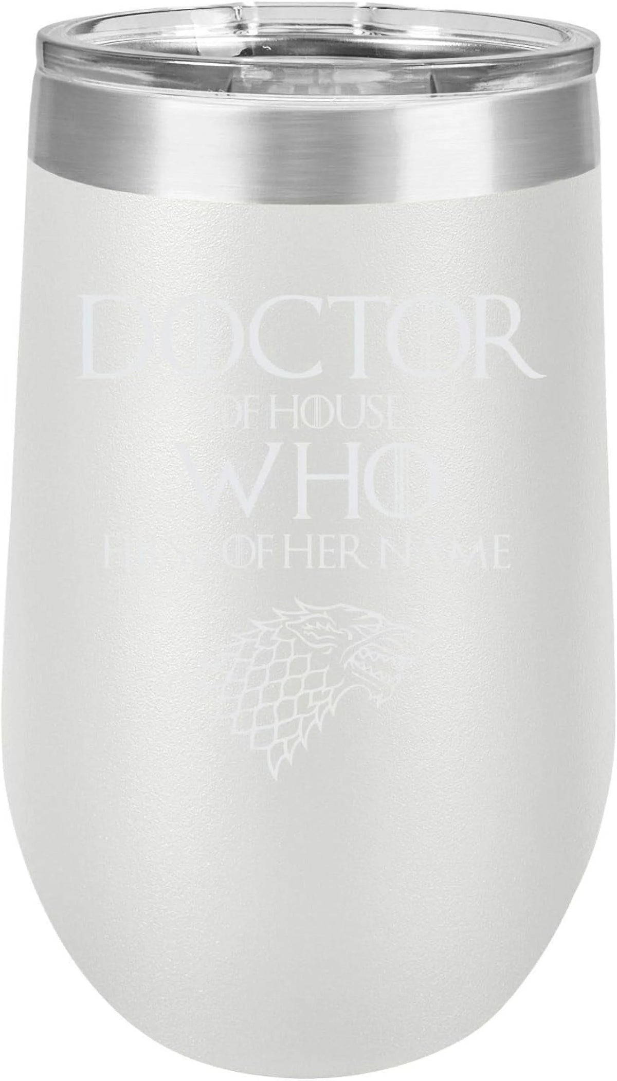 Engraved Stainless Steel Wine Tumbler, 16 Oz, White E96239