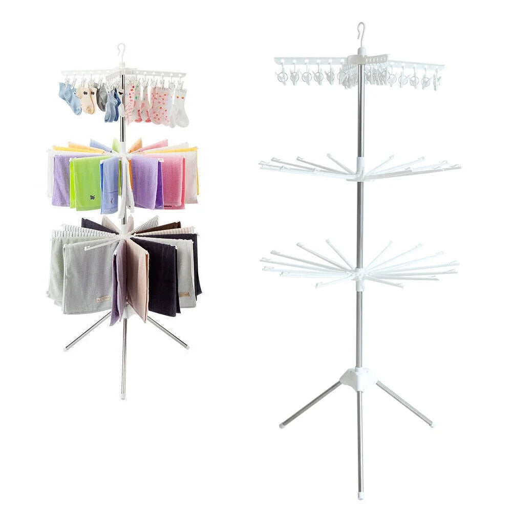 White Stainless Steel 3-Tier Foldable Clothes Drying Rack D520509