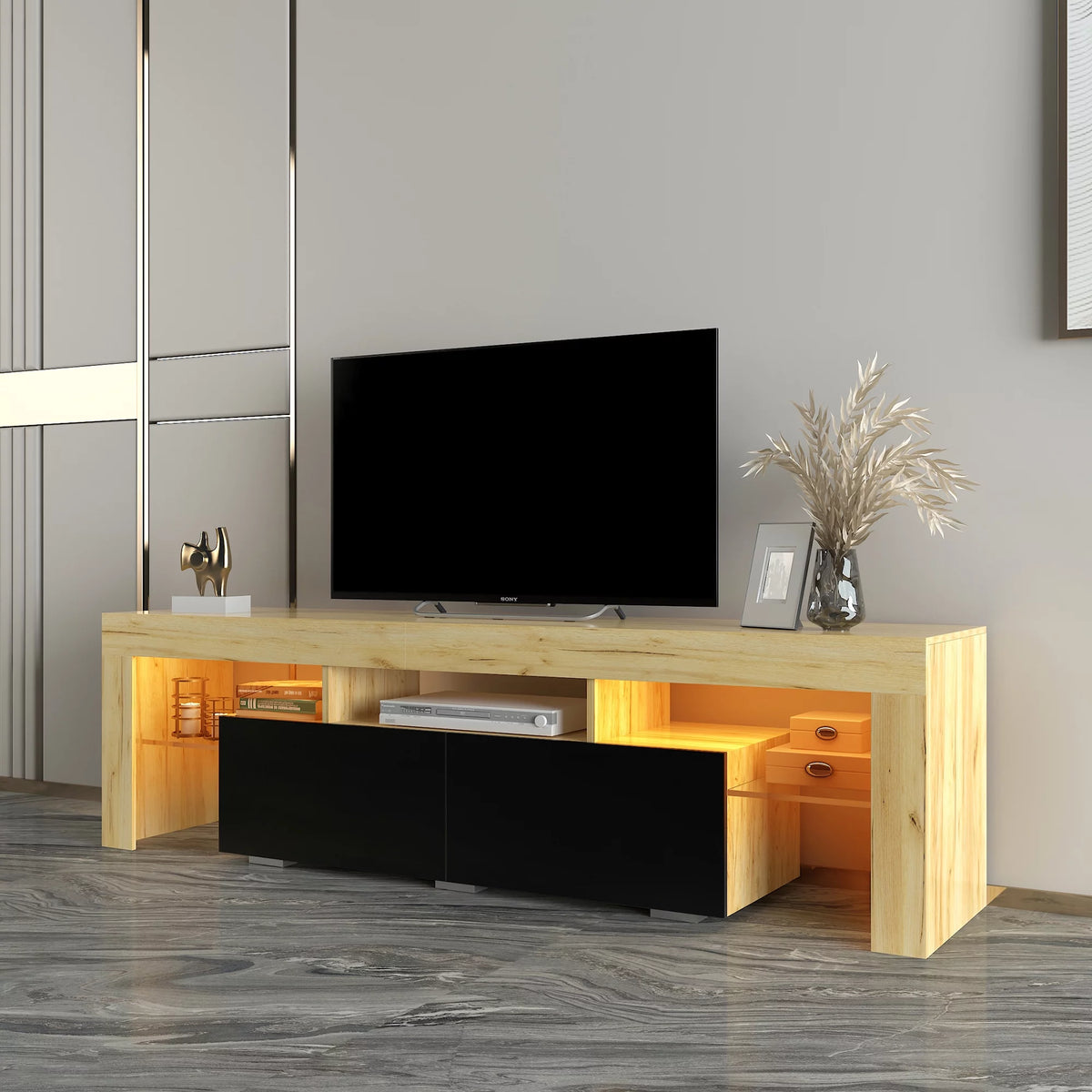 White LED TV Stand with Remote Control U224734