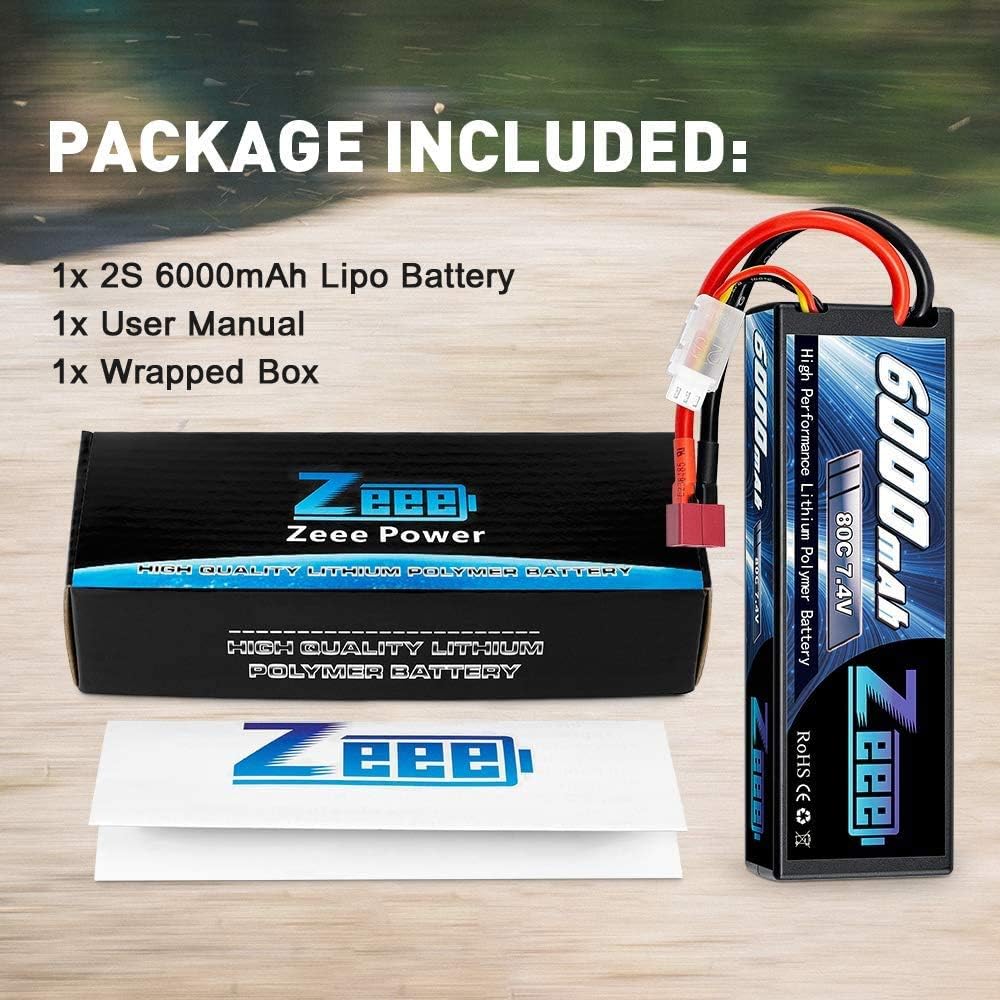 6000mAh 80C 2S 7.4V Hardcase Lipo Battery with Deans Connector (2 Pack) U952