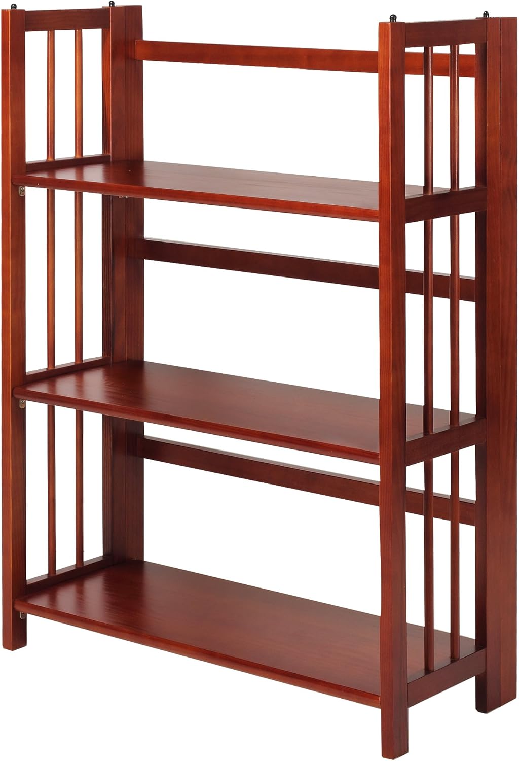 3-Shelf Folding Stackable Bookcase, Mahogany N8150
