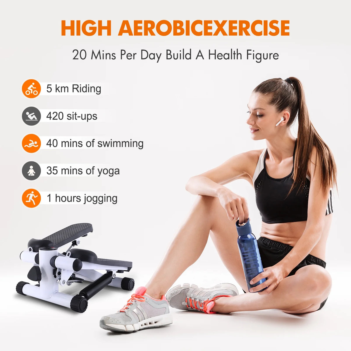 White Stair Stepper with Resistance Bands W518540