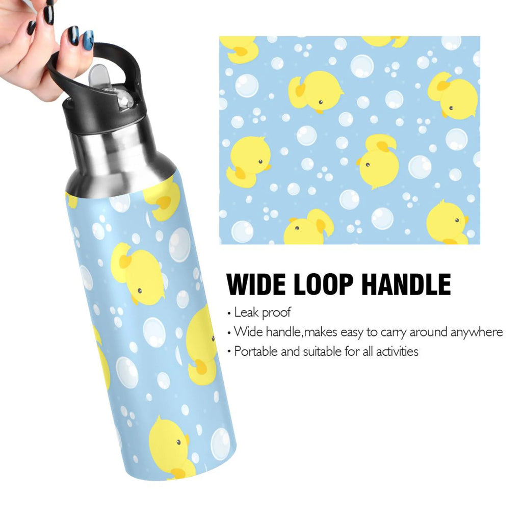 Blue Stainless Steel Insulated Water Bottle with Straw Lid U48279