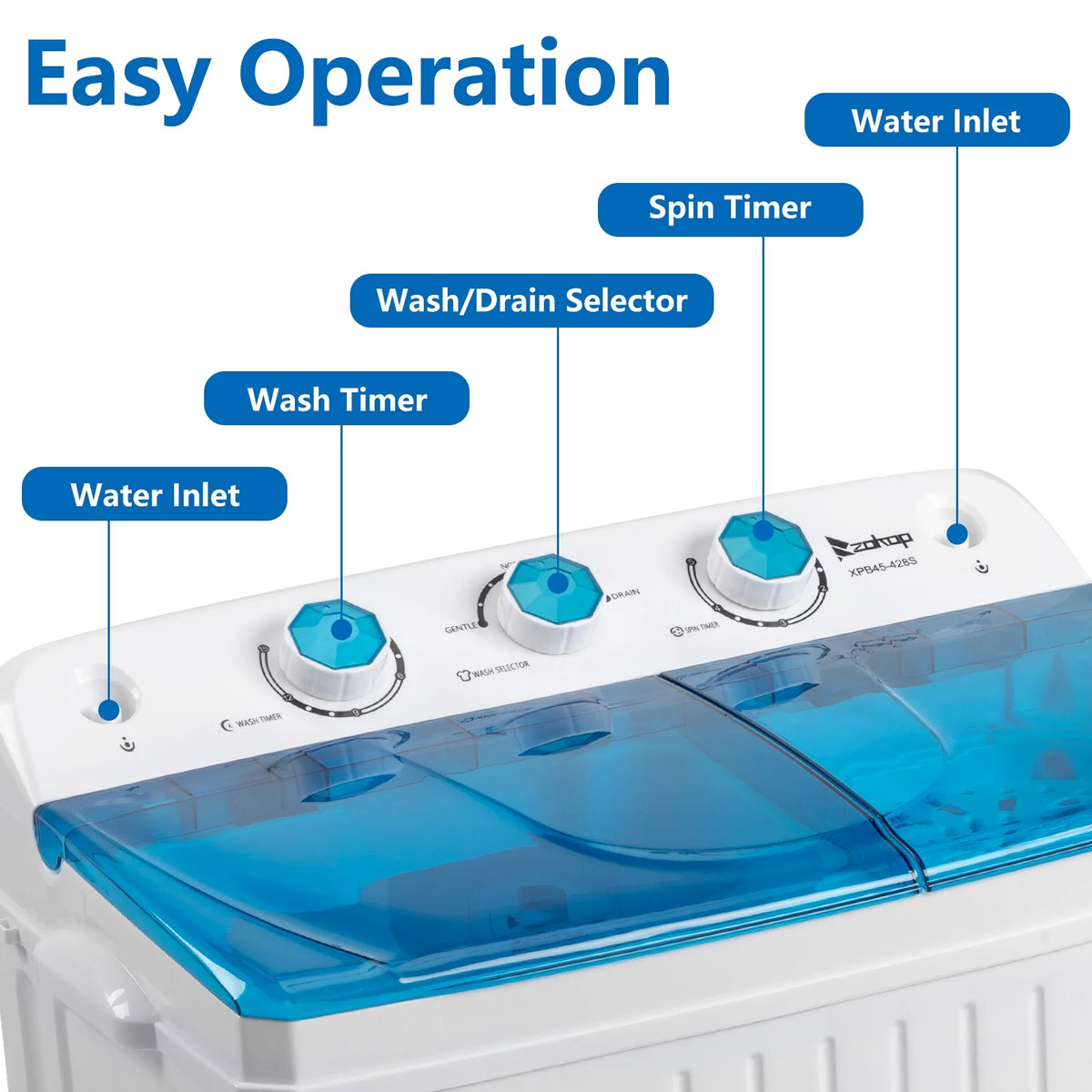 Portable 20lbs Twin Tub Compact Semi-automatic Washing Machine P2034