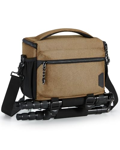 Compact Waterproof Camera Shoulder Bag with Tripod Holder, Black A394