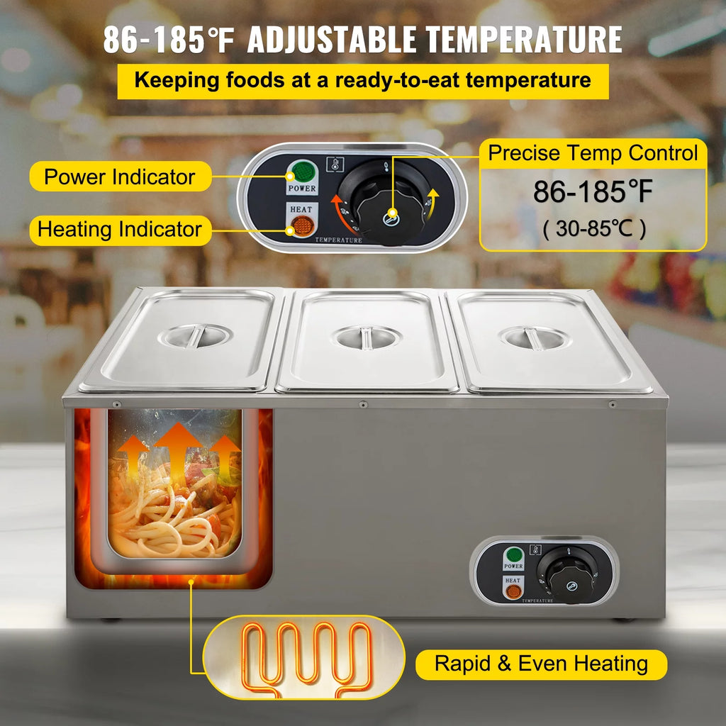 1200W Stainless Steel Commercial Food Warmer P991