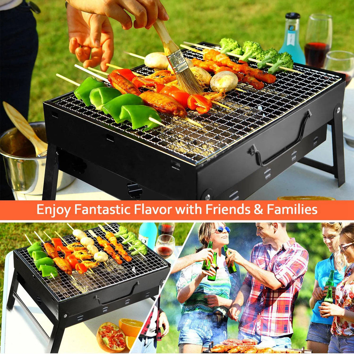 Charcoal Grill Portable Folding Stainless Steel Grill Z65380