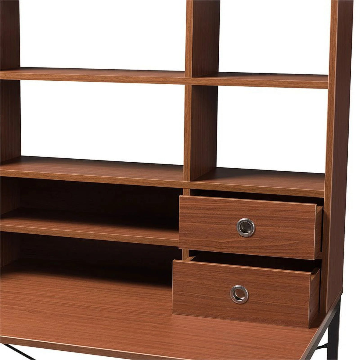 Writing Desk with Bookcase Hutch in Light Brown T795