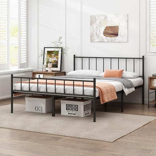 Full Metal Platform Bed Frame with Steel Slat Support R204