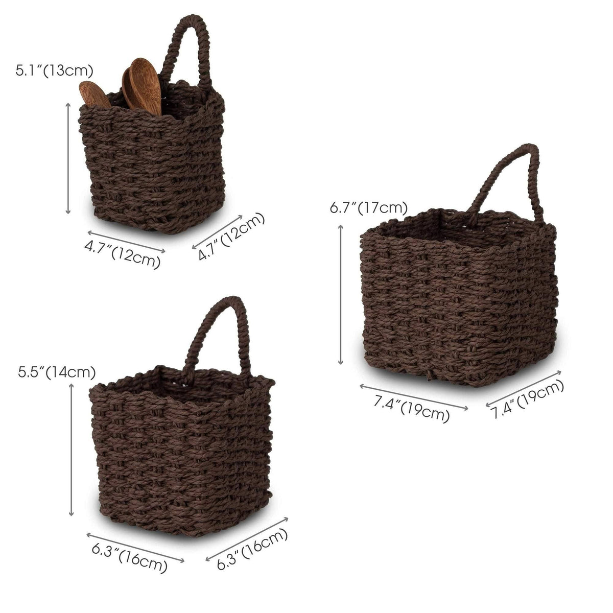 White Woven Wall Hanging Baskets K779224