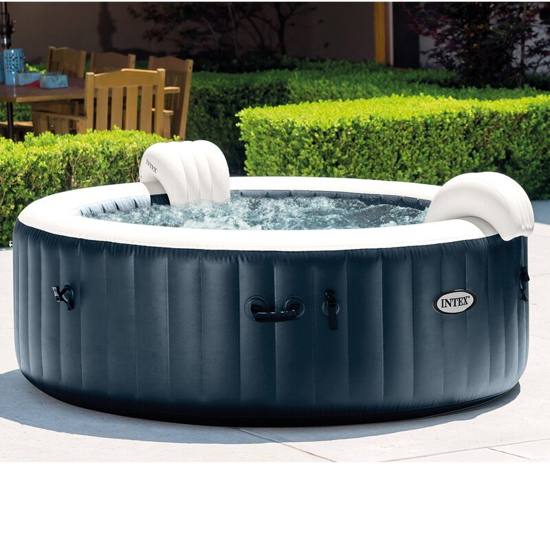 6 Person 170 Jet Vinyl Round Inflatable Hot Tub in Dark Blue B757