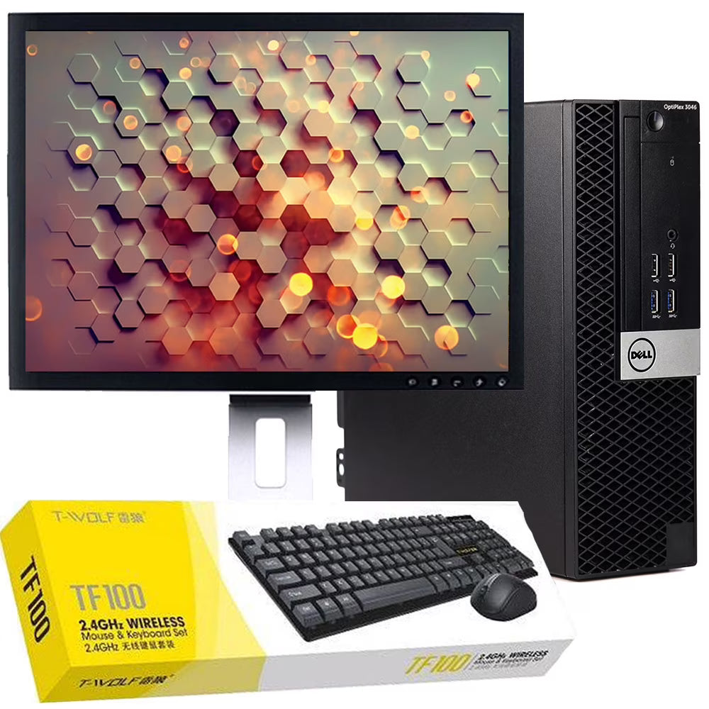 Refurbished Dell OptiPlex 5040 Desktop Computer Bundle Intel 3.4GHz Processor 16GB RAM 250GB SSD DVD Wi-Fi with 19" LCD Wireless Keyboard and Mouse Q842241