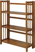 3-Shelf Folding Stackable Bookcase, Mahogany N8150
