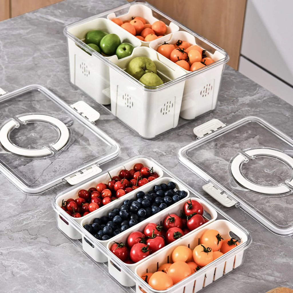Storage Containers with Lid and Handle, 4 Removable Colanders N88577