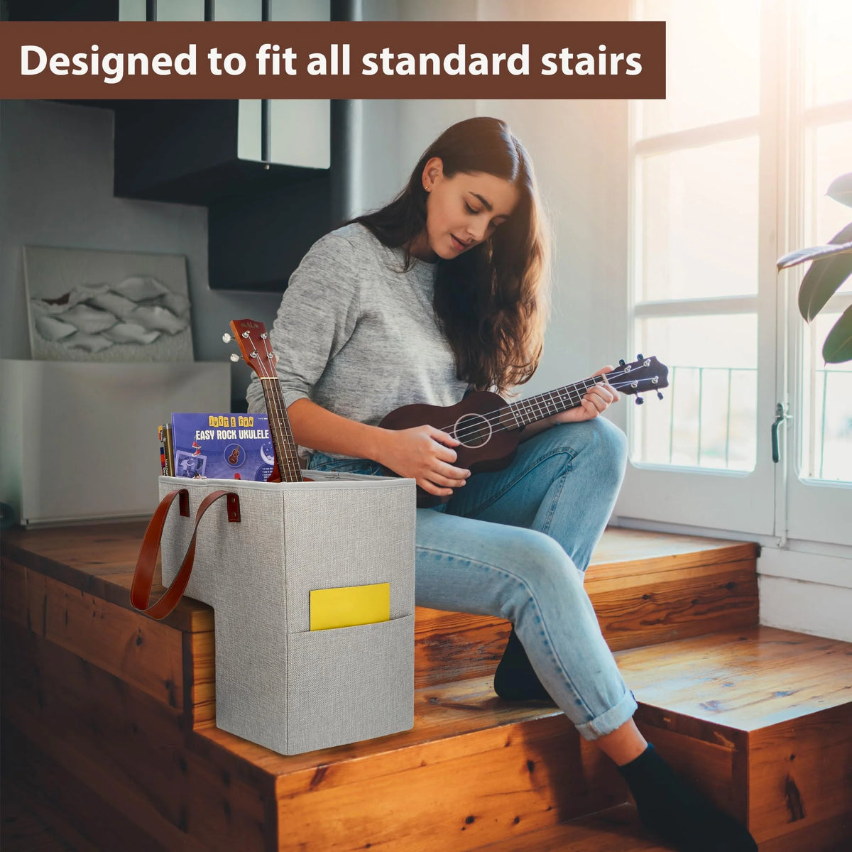 Gray 16L x 9.5W x 16H Foldable Stair Basket G82674