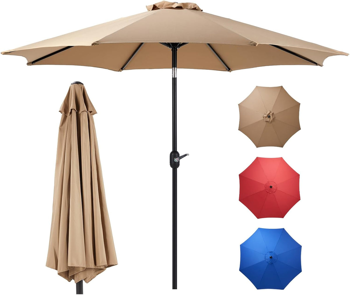 Tan 9' Outdoor Patio Umbrella with 8 Ribs W134944