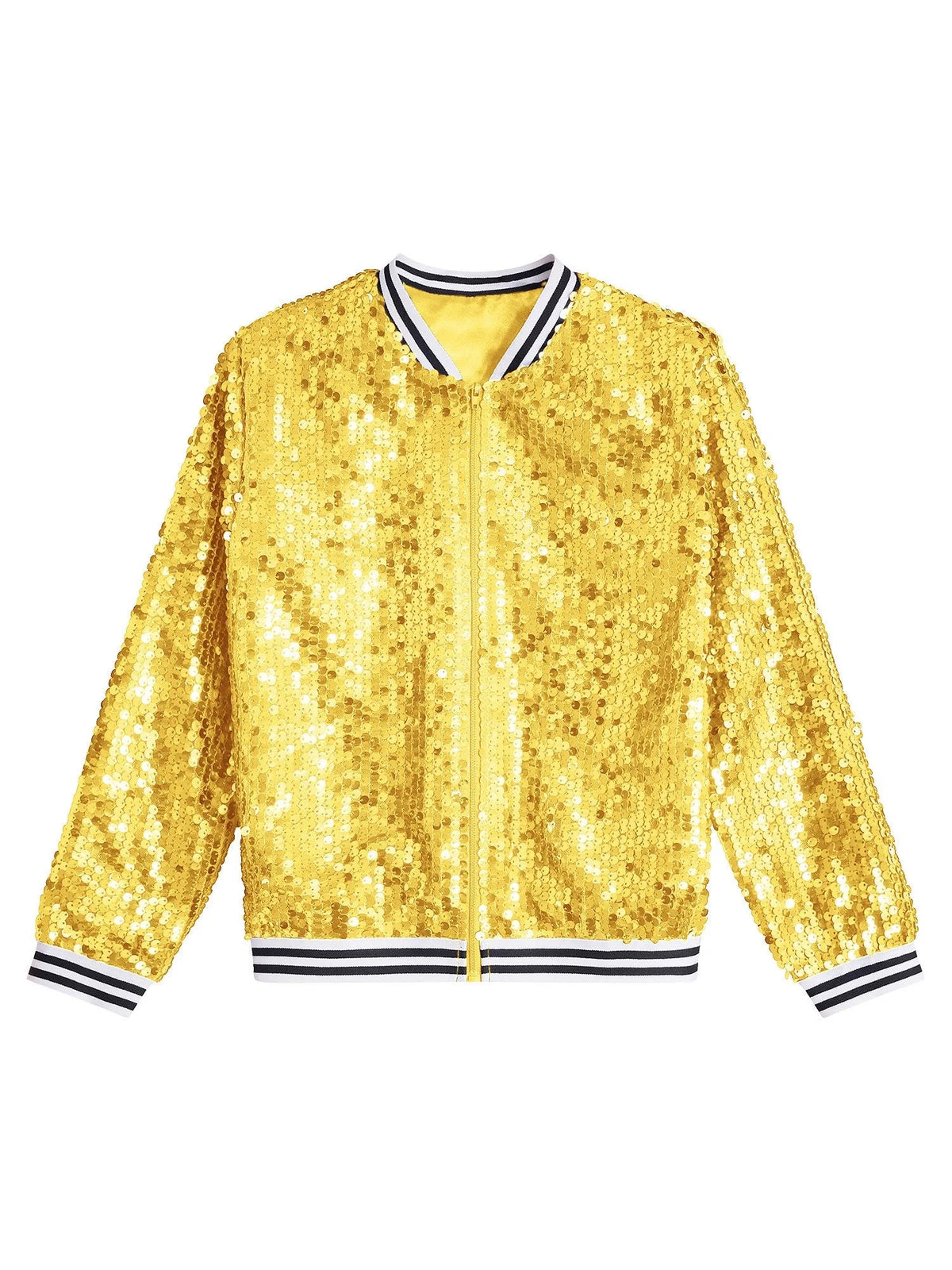 Gold 14 Girls Sparkle Bomber Flight Jacket W531