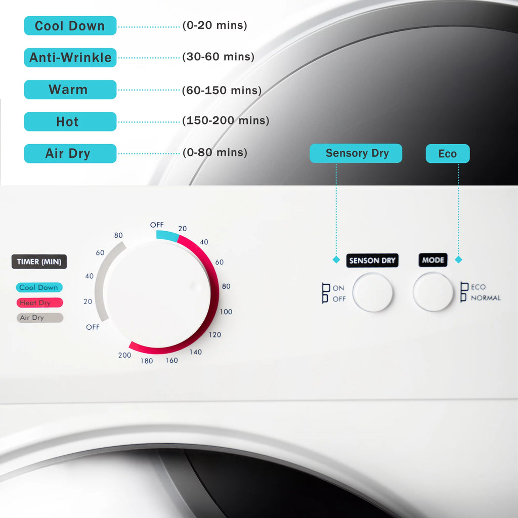 1020W 1.41cu ft Portable Front Load Electric Clothes Dryer with Stainless Steel Tub C39960