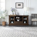 62 Inch TV Stand with Glass Cabinet Doors and Adjustable Shelves G608693