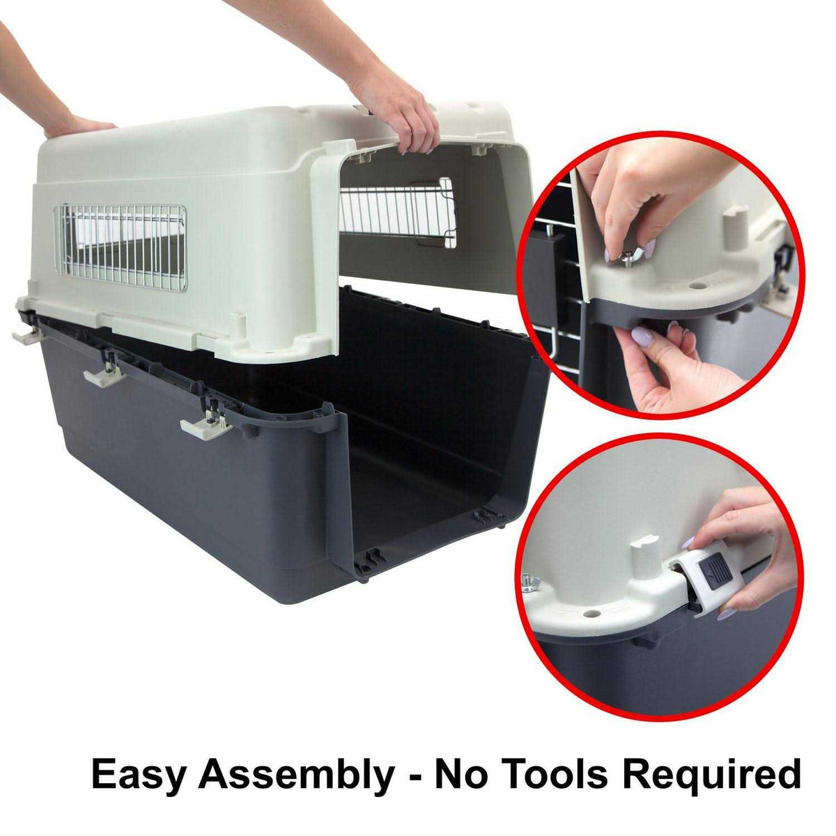 Plastic Kennels Rolling Wire Door Travel Dog Crate R3661
