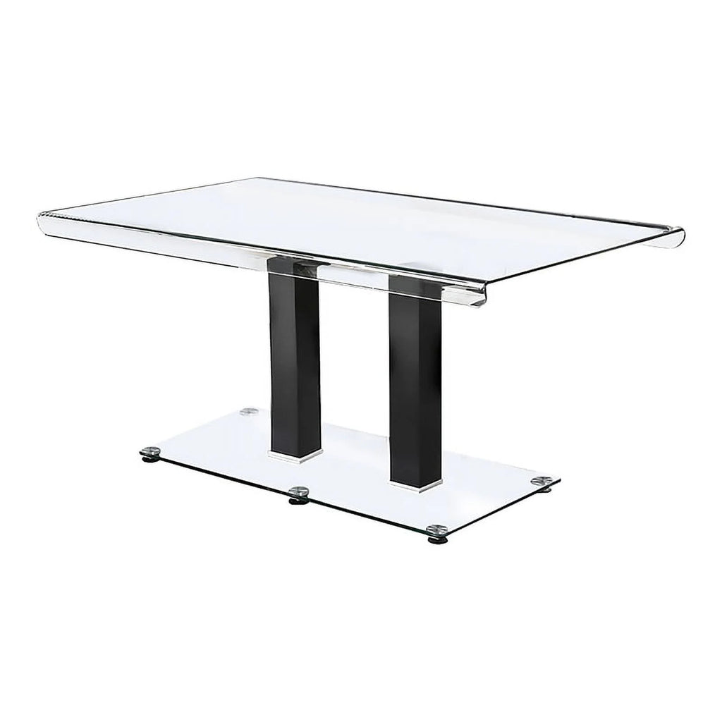 Glass Top Dining Table in Black and Silver E681835