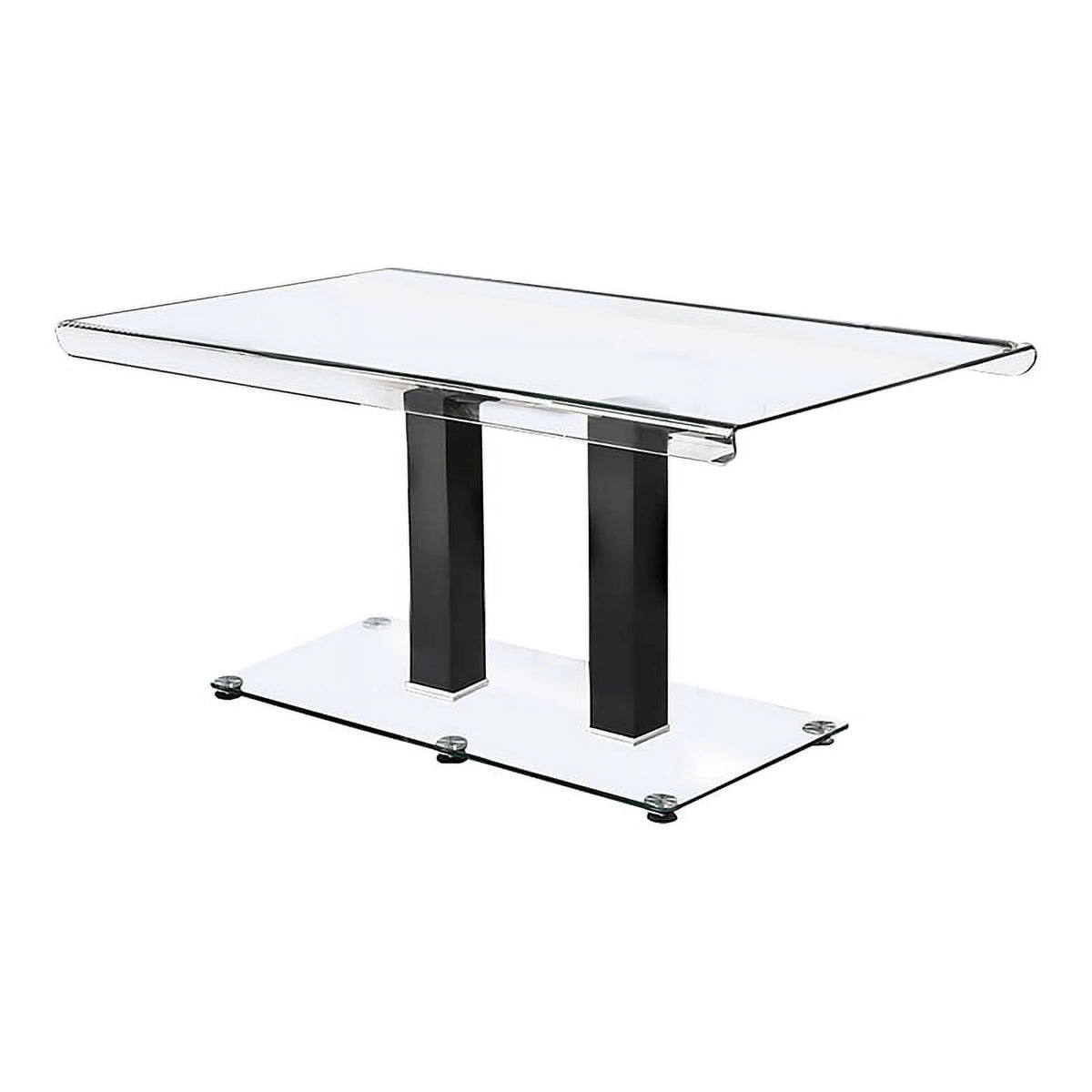 Glass Top Dining Table in Black and Silver E681835