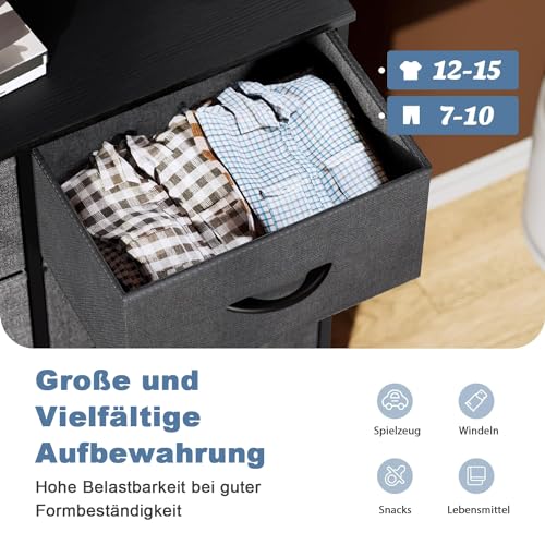 Black 6 Fabric Drawer TV Stand O3934