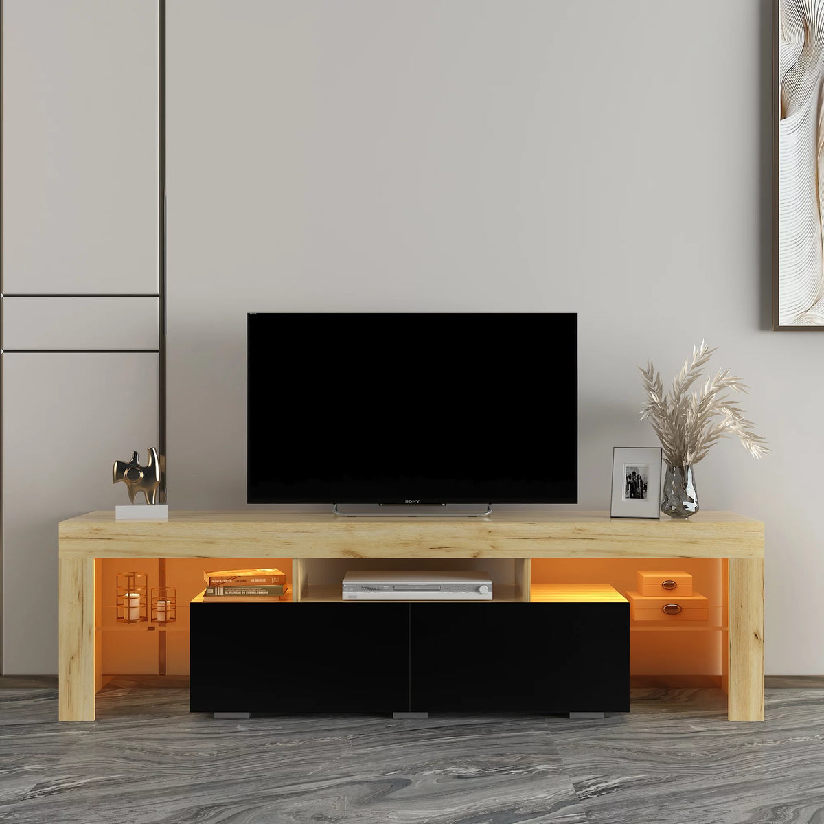 White LED TV Stand with Remote Control U224734