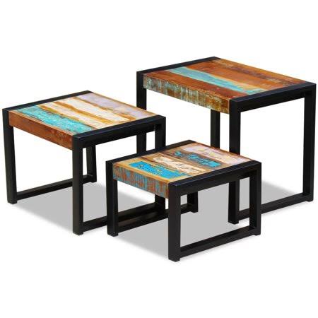 Three Piece Nesting Tables Solid Reclaimed Wood Y937672