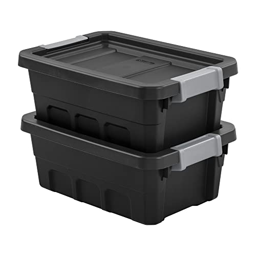 Black 6-Pack Plastic Stacker Tote Storage Bin E426396
