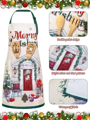 6 Pcs Christmas Aprons with Pockets U21757