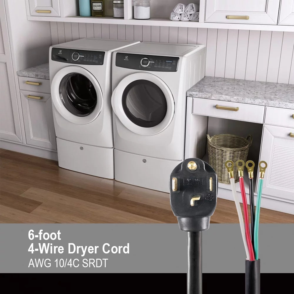 Black 6FT 10AWG 4 Prong Dryer Appliance Cord R888521