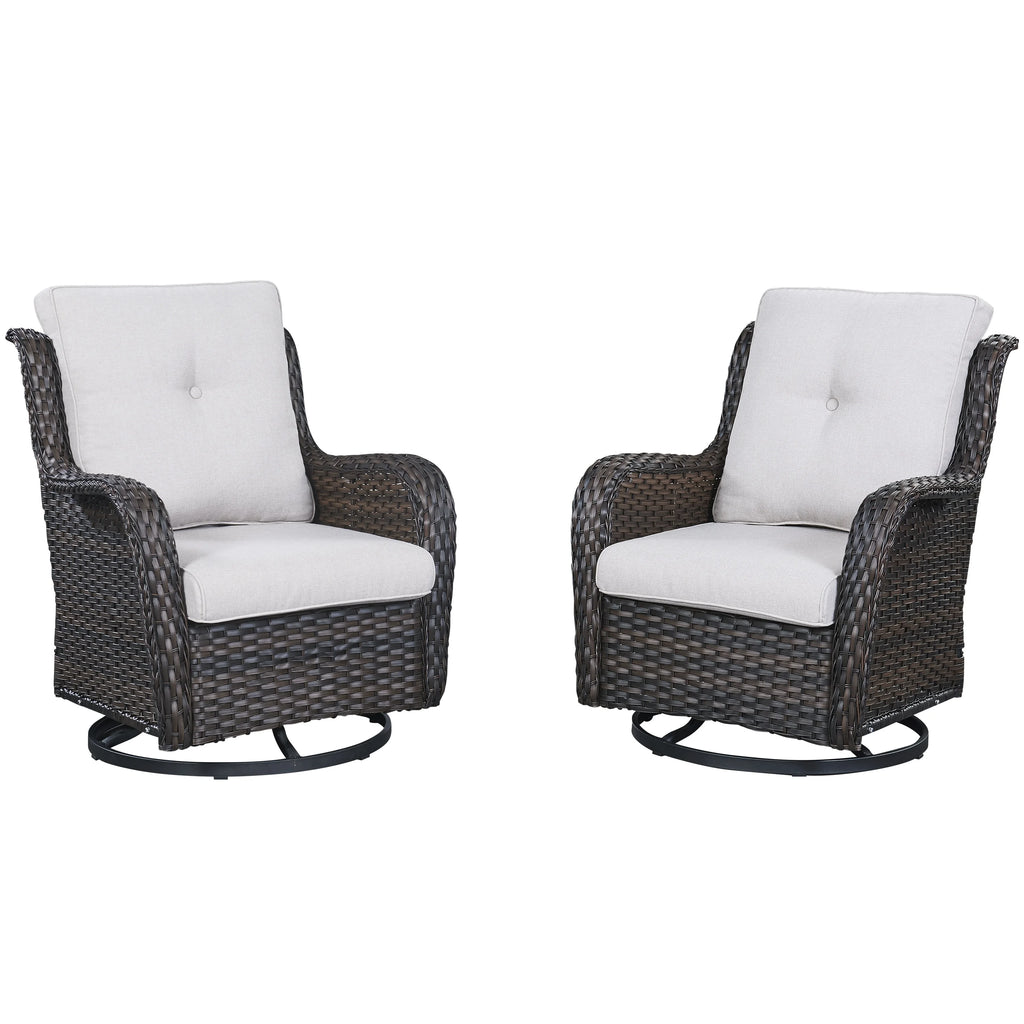 Brown Wicker Swivel Glider Club Chairs Set of 2 S45608