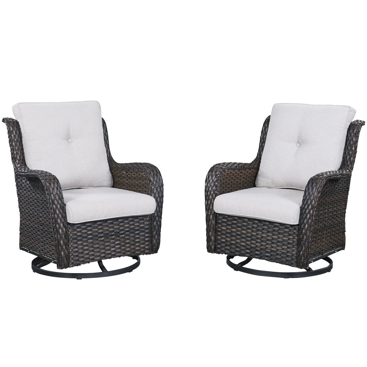 Brown Wicker Swivel Glider Club Chairs Set of 2 S45608