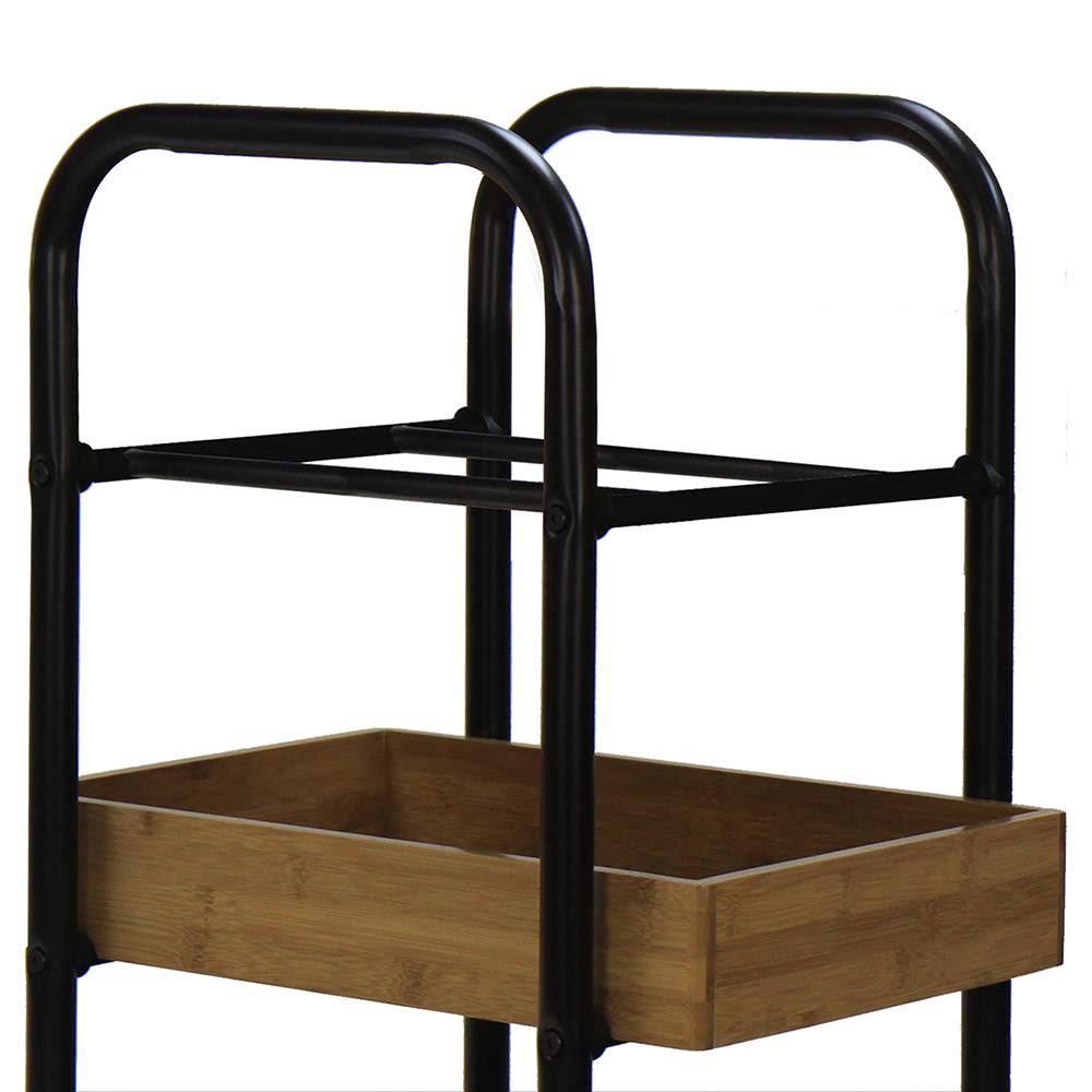Portable Storage Cart with 3 Removable Bamboo Trays E8426
