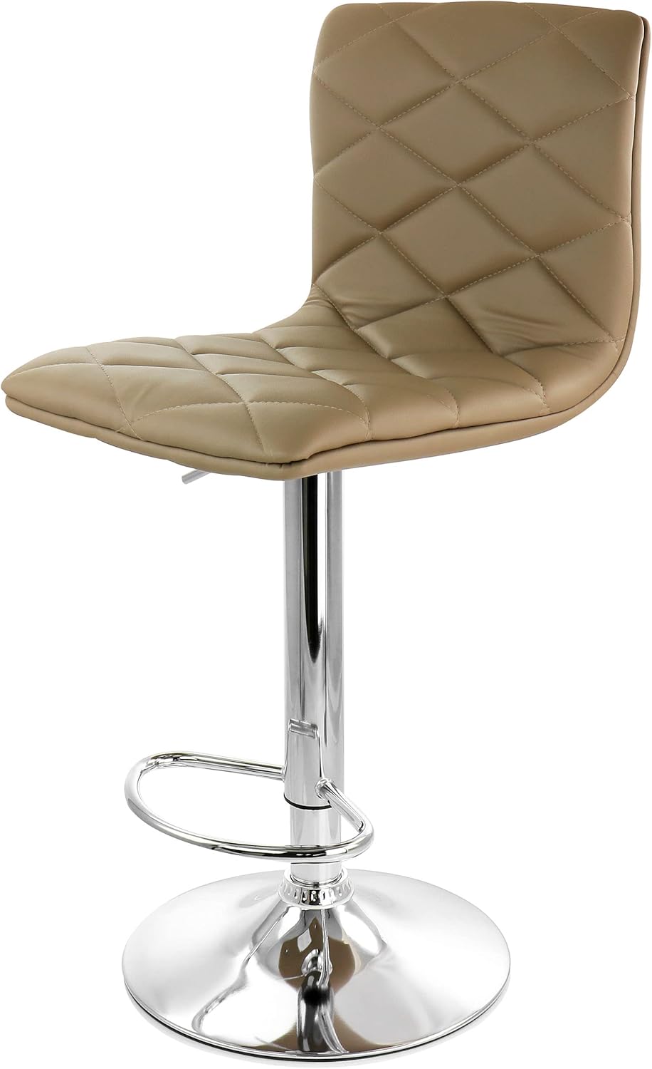 2 Piece Adjustable Faux Leather Bar Stool in Camel with Chrome Base K82540