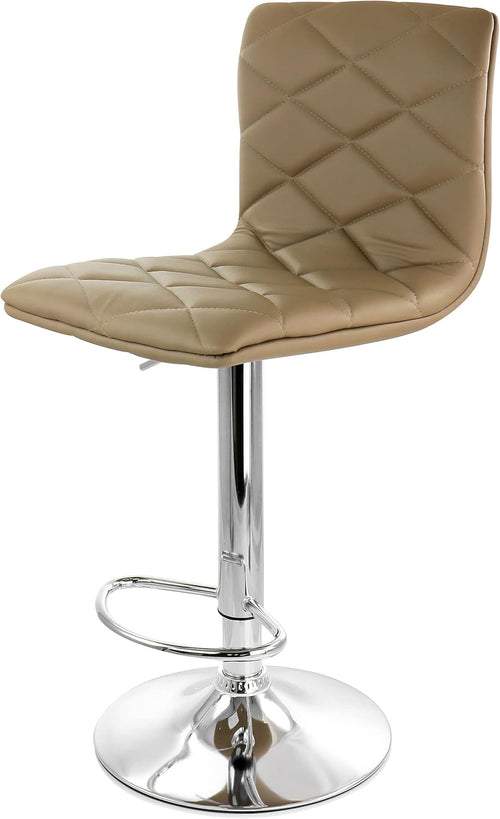2 Piece Adjustable Faux Leather Bar Stool in Camel with Chrome Base K82540