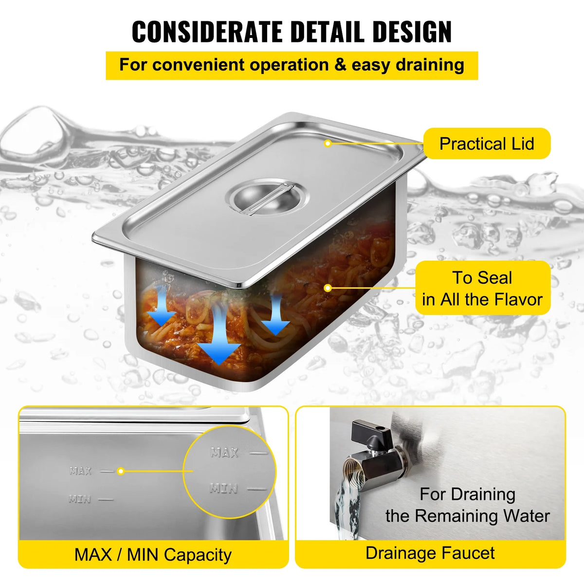 1200W Stainless Steel Commercial Food Warmer P991
