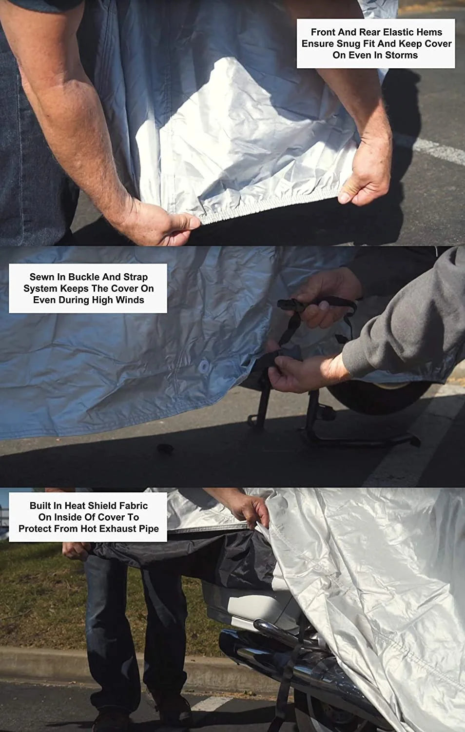 Motorcycle Cover with Reinforced Securing Straps and Storage Bag G5553
