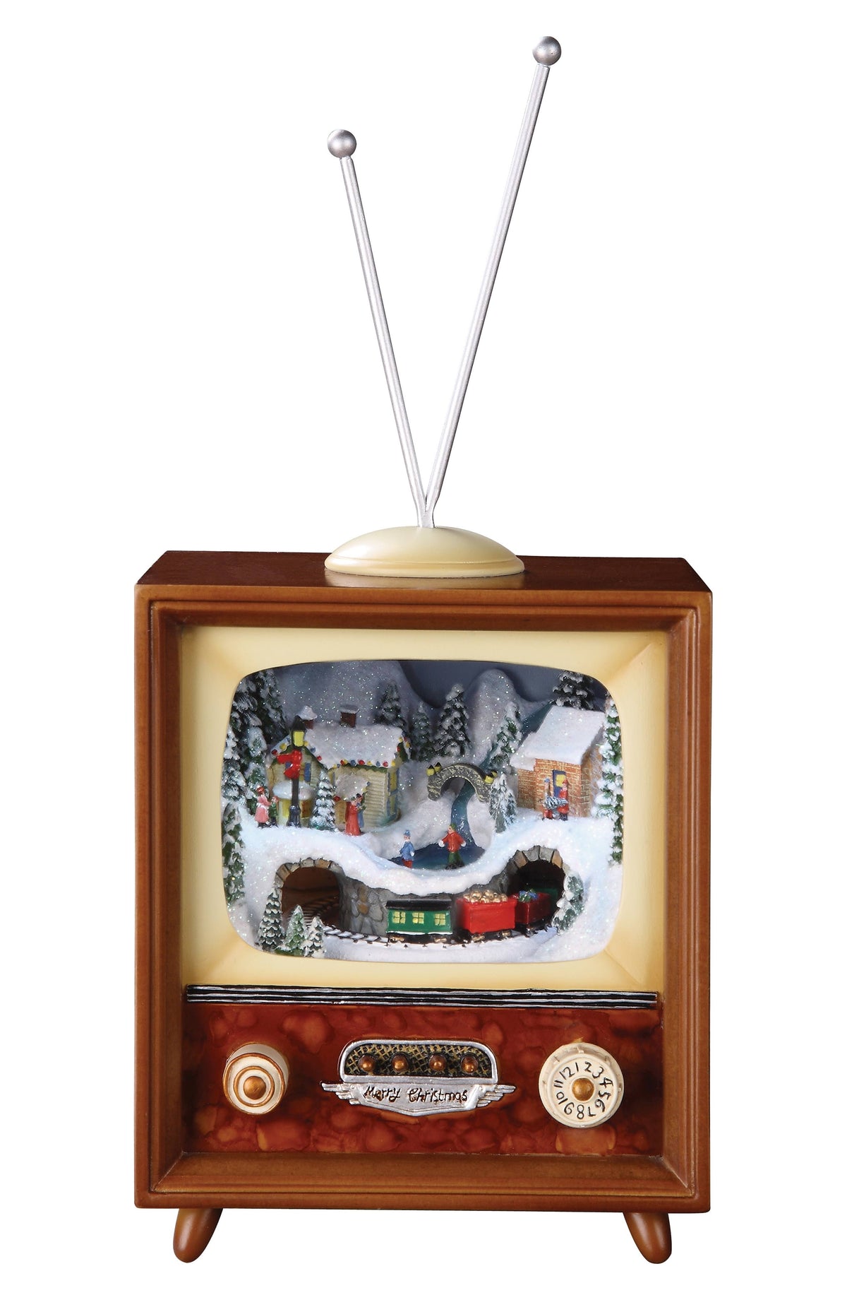 Brown Musical TV with Revolving Train W20022