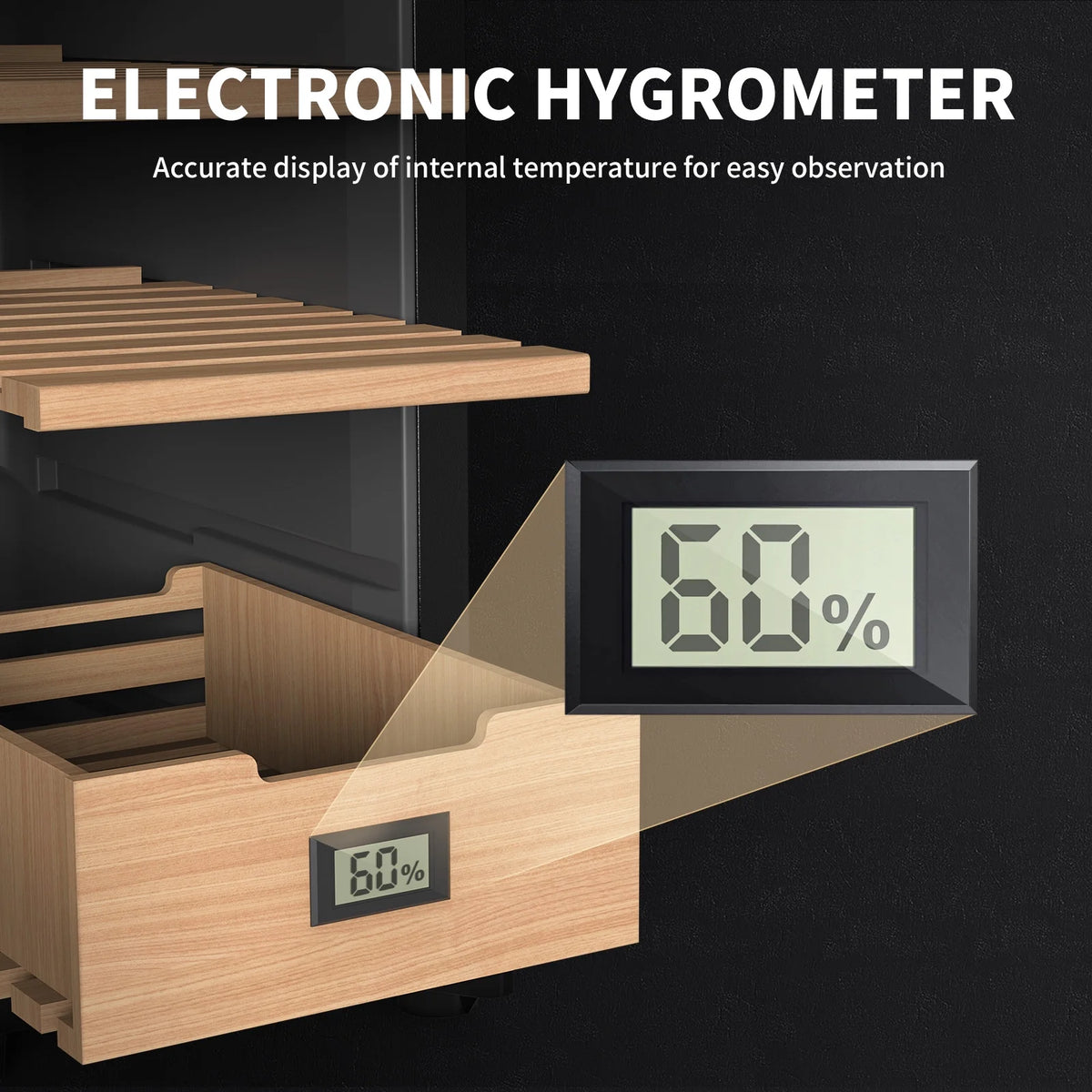 23L Electric Cigar Humidor with Spanish Cedar Wood Shelves O274156