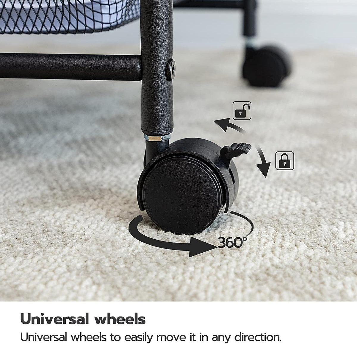 5 Tier Rolling Cart with Mesh Drawers and Wheels L822