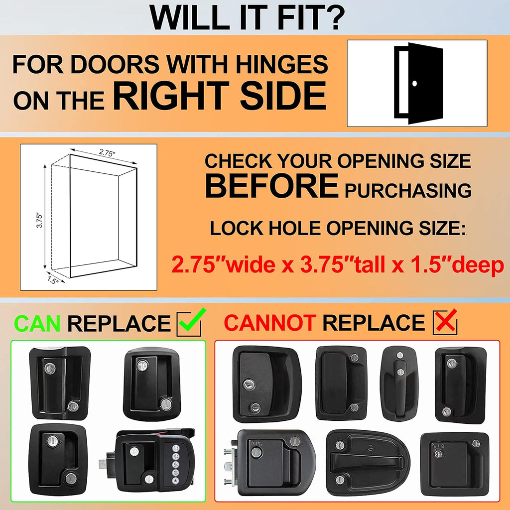 Keyless Entry Black Zinc Alloy RV Door Lock with Keypad and Remote N4073