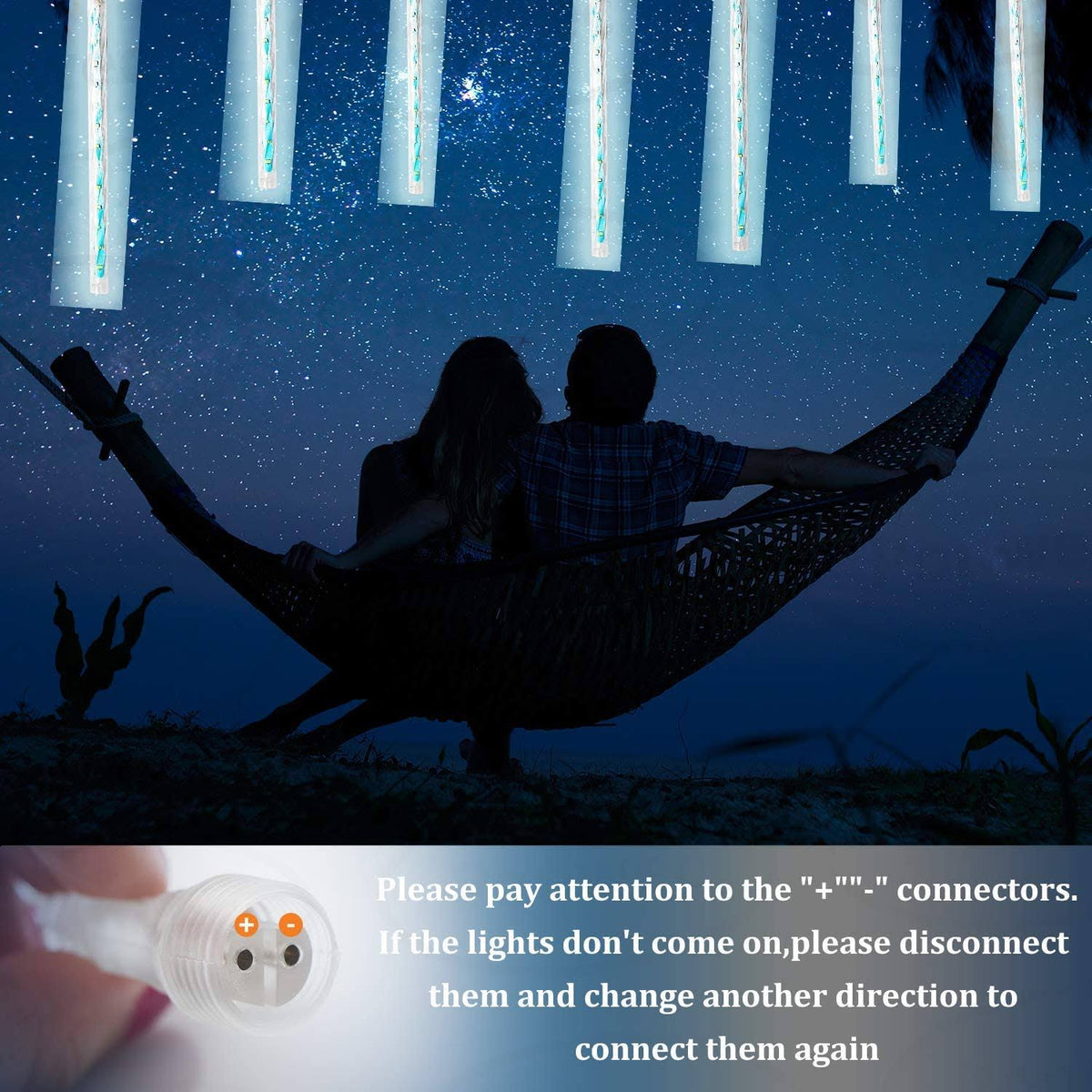 Meteor Shower Rain Lights 35.4 inch 24 Tubes 576 LEDs Waterproof N2397