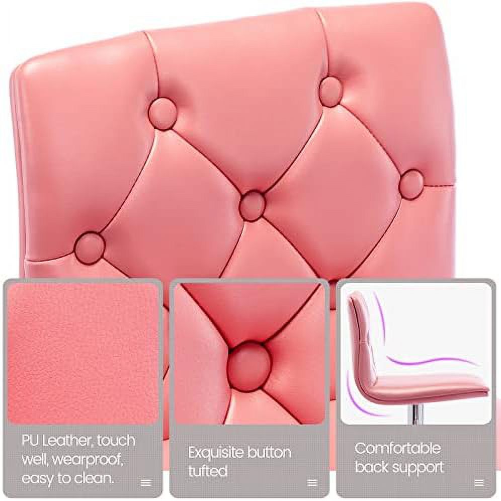 Tufted Adjustable PU Leather Swivel Barstools with Back Armless Counter Height Chairs I8011